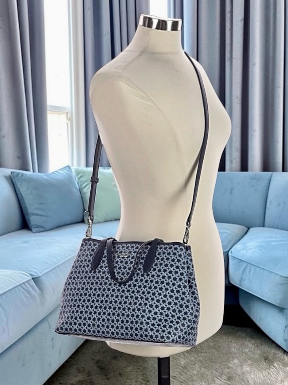 *SOLD* Kate Spade Link Satchel Blue Multi Leather Top Handle Crossbody Bag - Picture 2 of 6